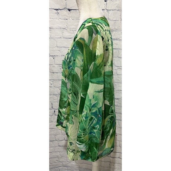 Chicos Travelers Tropical Palm Leaf Lightweight Cardigan Topper Blouse Large 2 - Picture 2 of 7